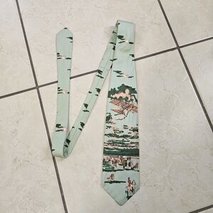 Vintage JC Penny 80s 70s Wide Polyester Tie Aviation Theme Free Shipping
